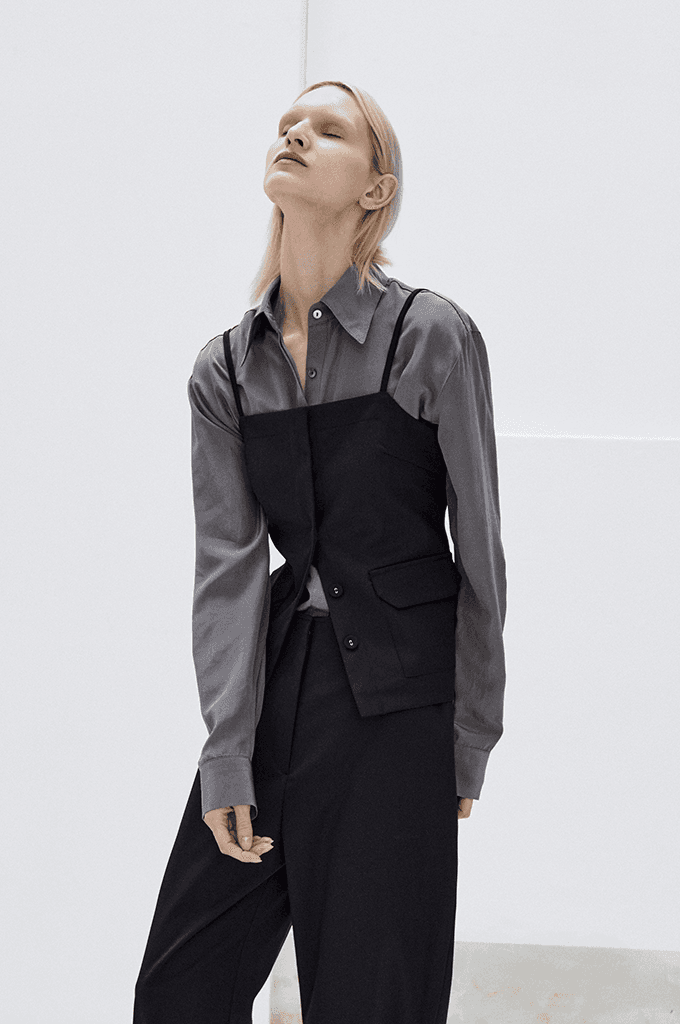 Pocket button vest(Black)