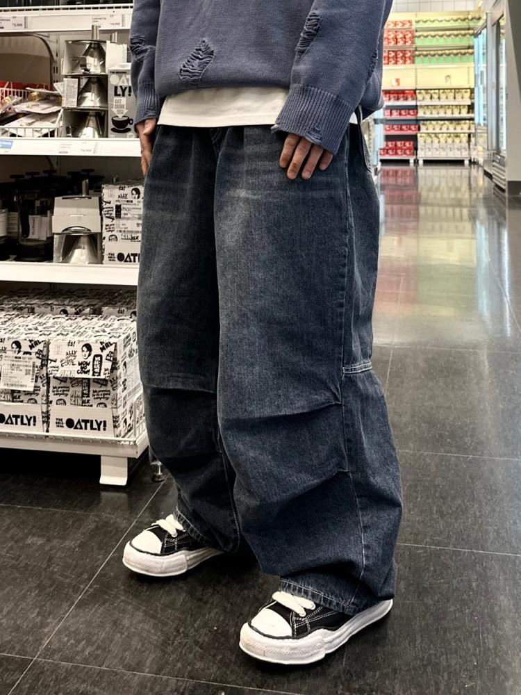 그레이시 핀턱 데님팬츠 벌룬팬츠 1C