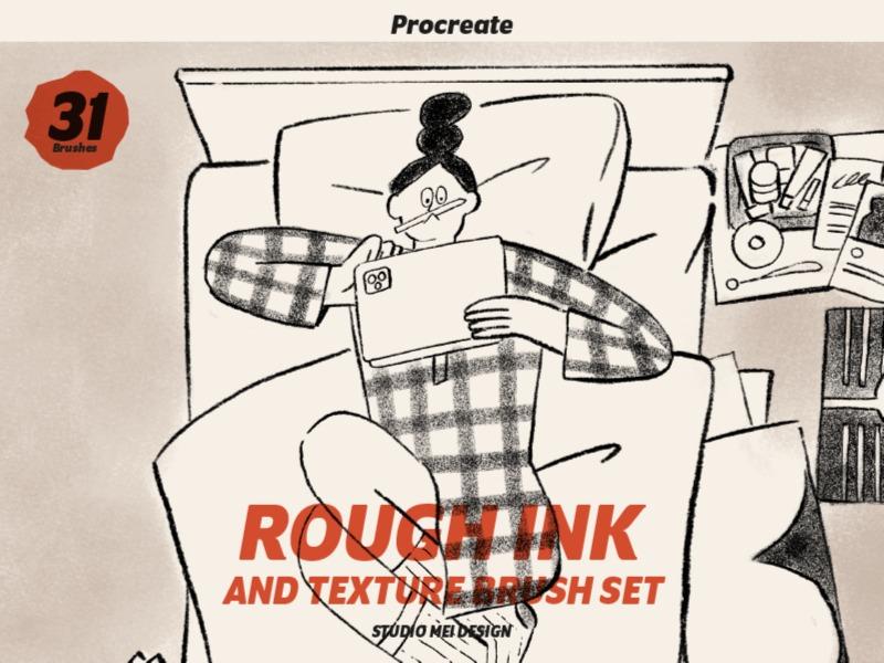 Rough ink and texture brush set for Procreate