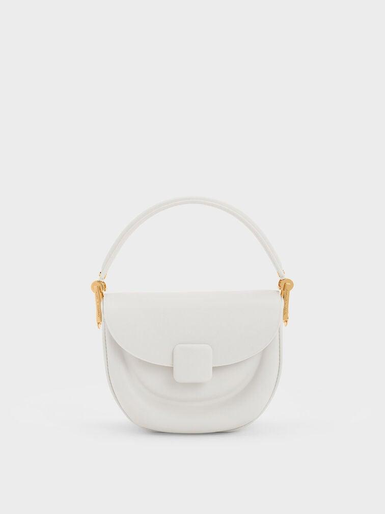 코아 하프-문 새들 백 - 화이트