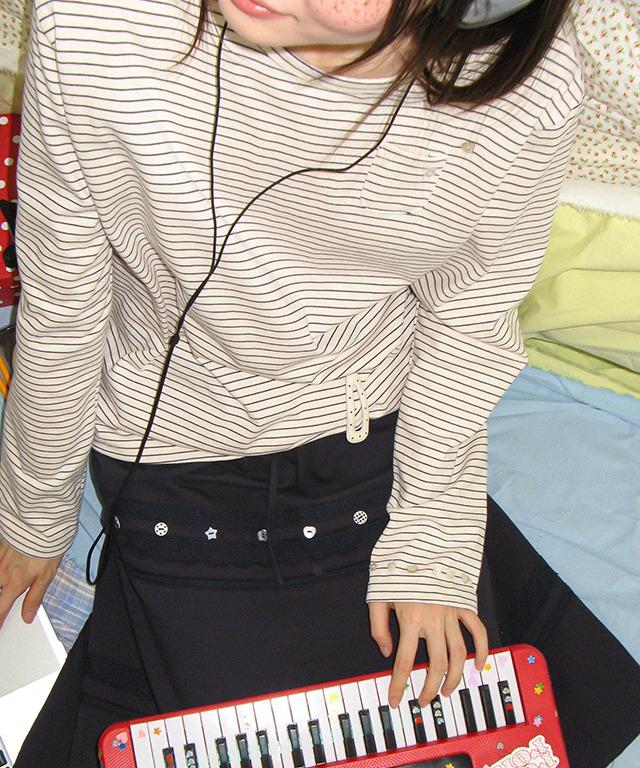 BUTTON MINI POCKET STRIPE LONG SLEEVE BEIGE