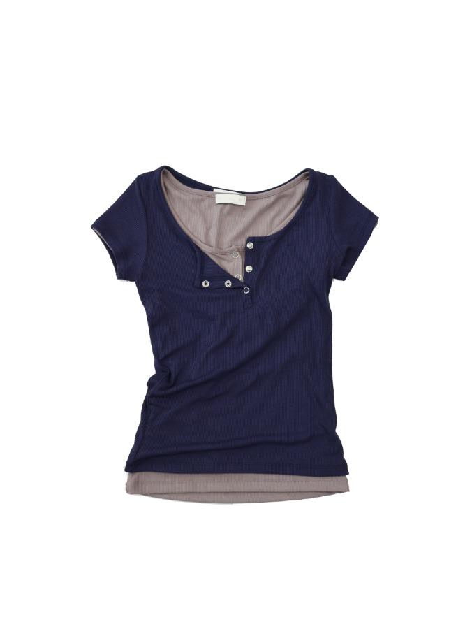 프롬뮤즈 snap button short sleeve tee