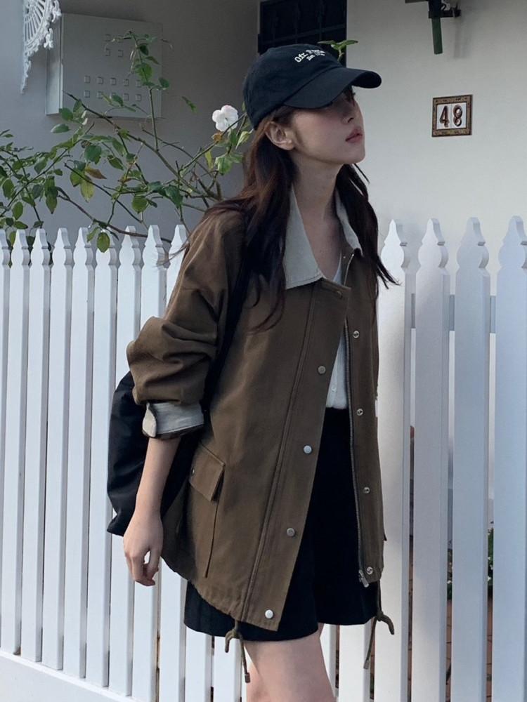 베르가못 벤자민 자켓 카라 배색 스트링(3col)