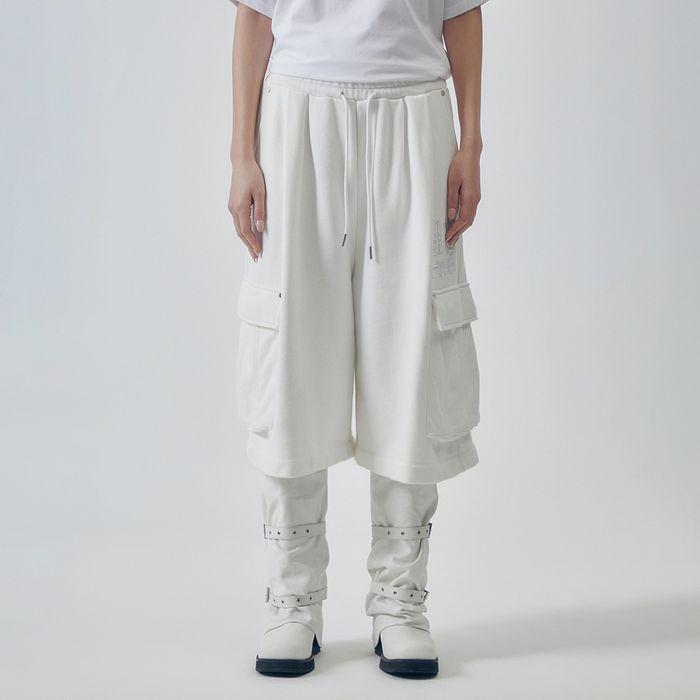 Sweat Cargo Shorts [ White ]
