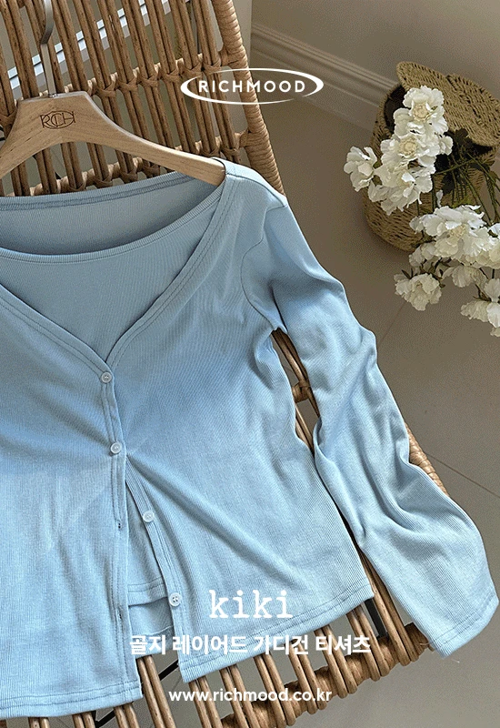 키키 golji layerd cardigan t (3color)
