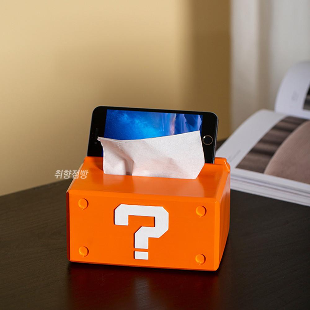 귀여운 티슈케이스 마리오 블록 오렌지 미드센츄리모던 취향점빵