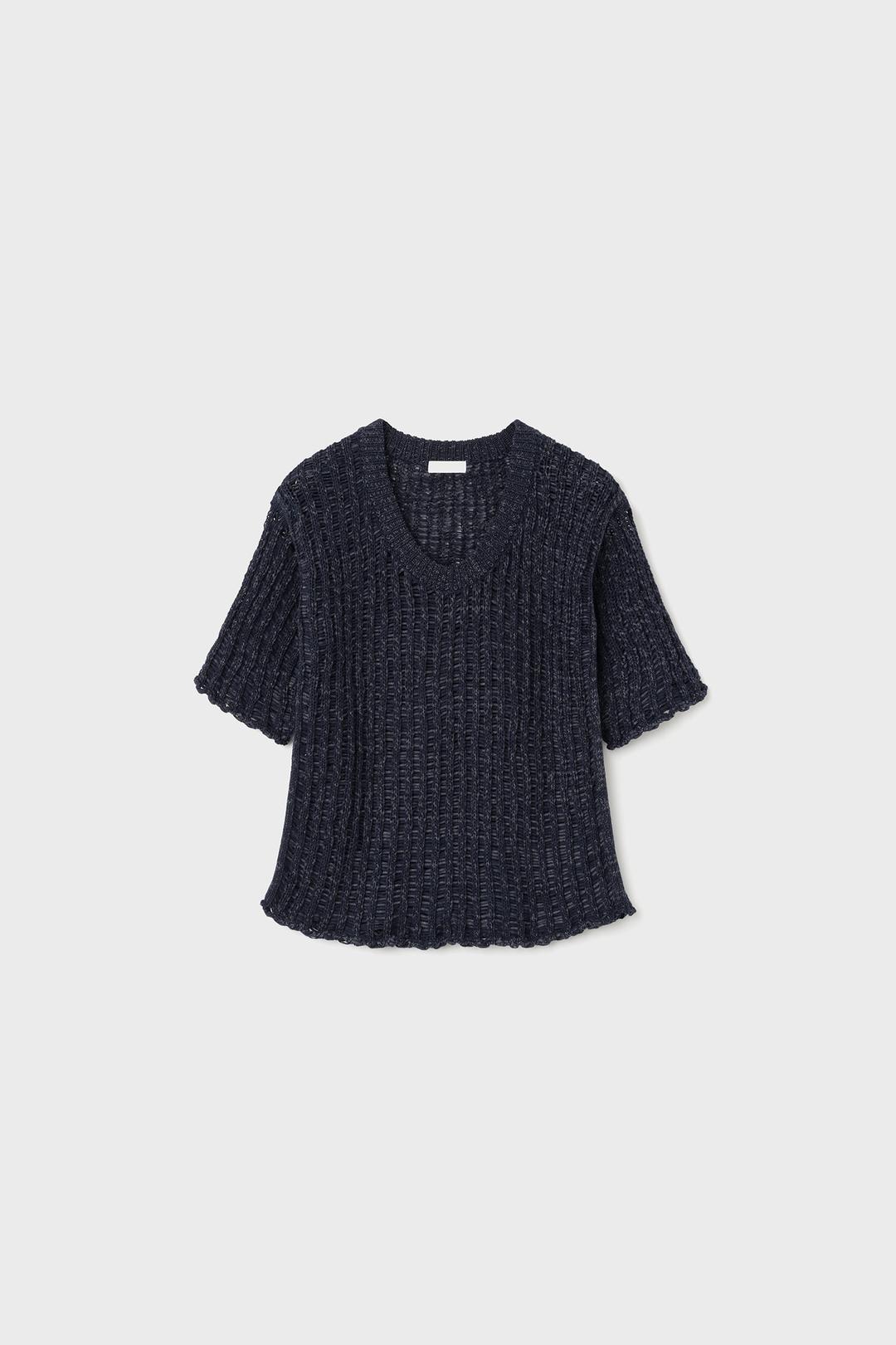 NET HALF SLEEVE KNIT (NAVY)