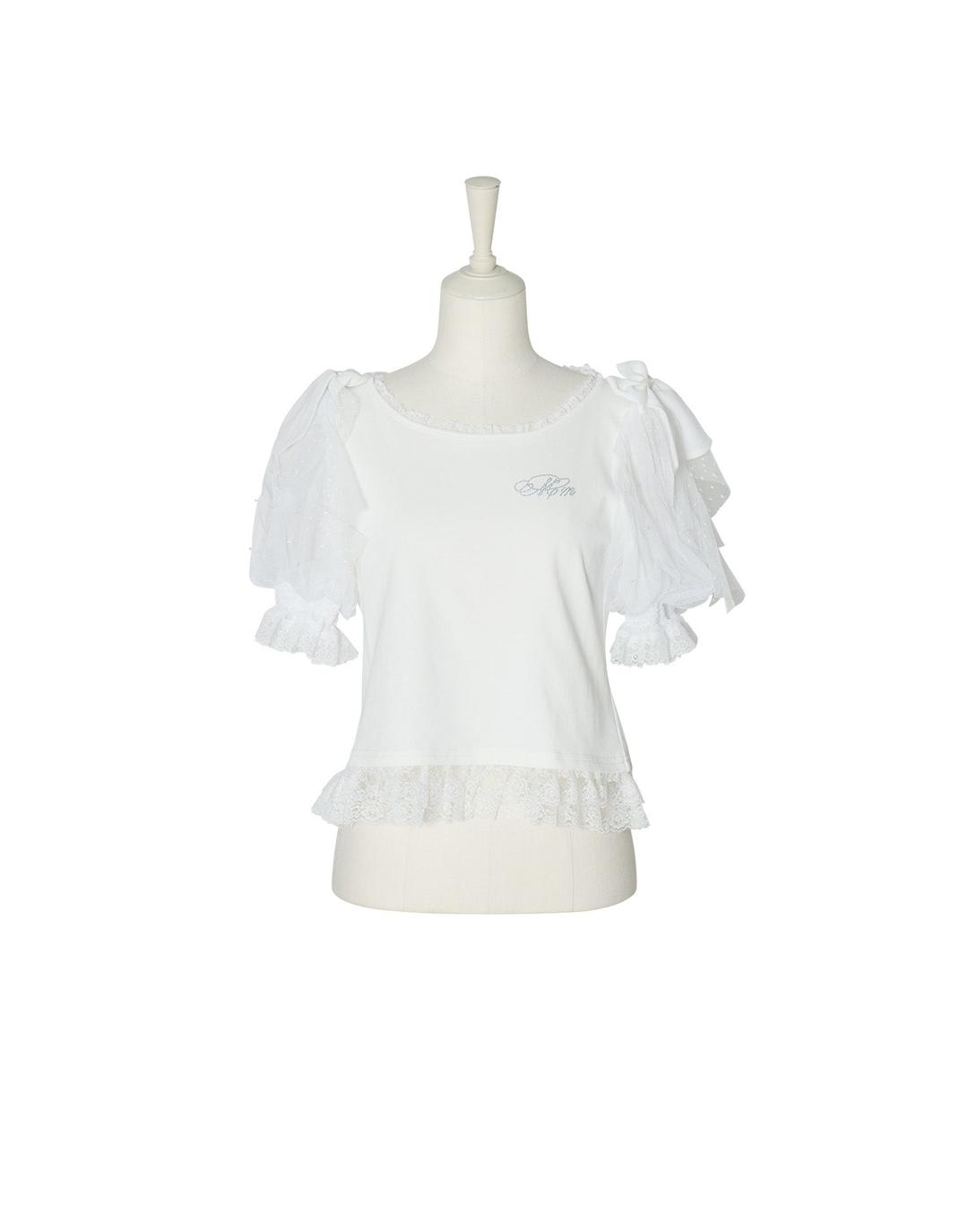 Melty ribbon puff tops - WHITE / FREE