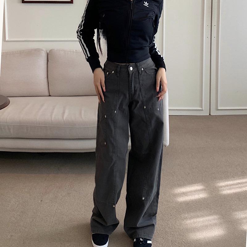 OOT 리벳 카펜터 와이드 팬츠