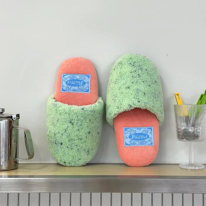Cutie Fluffy Room Shoes - Peach