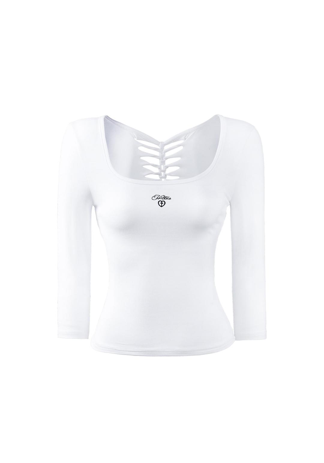 2way Tied-Up Half Sleeve Top [White]