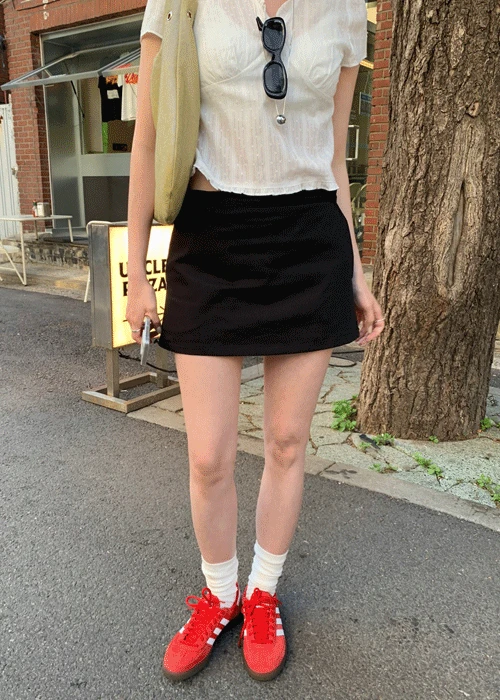 [팬츠내장] 델타 코튼 미니 스커트 팬츠 (2 color)