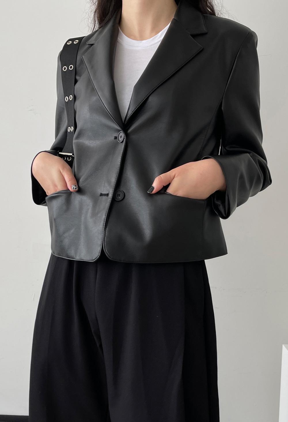 실루엣 레더 블레이져 자켓 (2color)