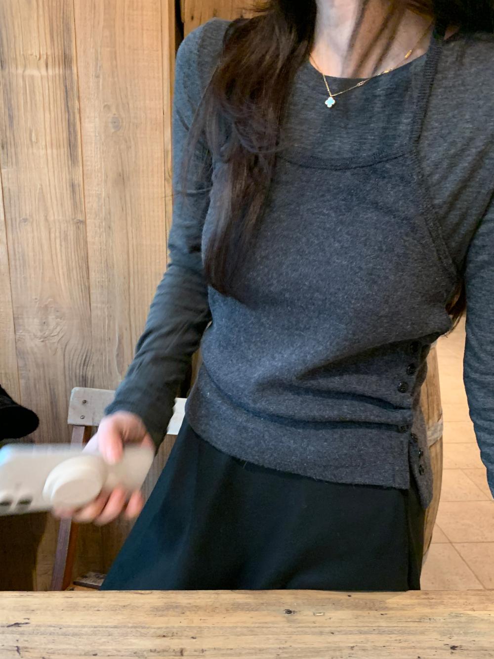 리어스 [리어스 제작] 앙고라 뷔스티에 (black/charcoal)