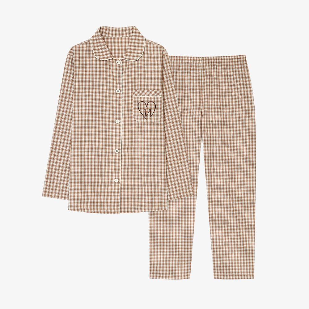 여성 선염 기모 파자마 세트#I62