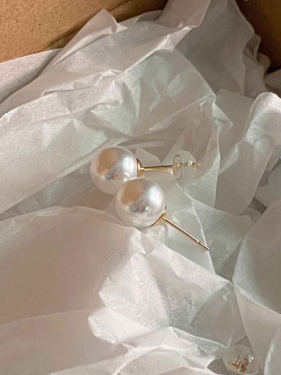 14K 스와로브스키 빅 진주 귀걸이 8 / 10 / 12mm 하객룩