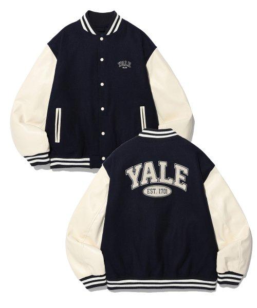 QUILTED WOOL VARSITY JACKET NAVY