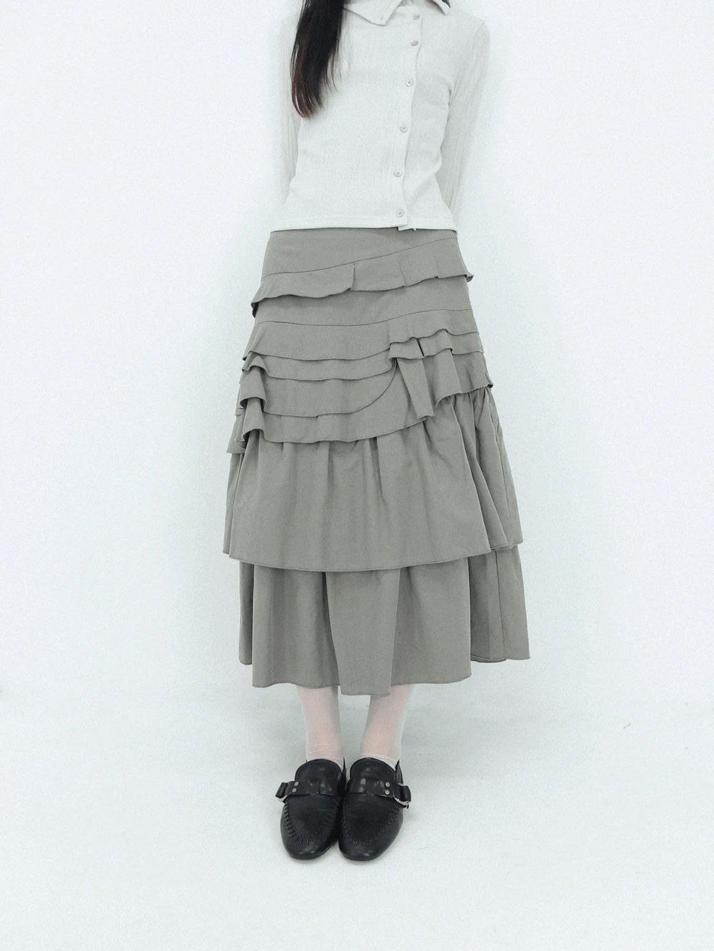 어폰 캉캉 롱 스커트