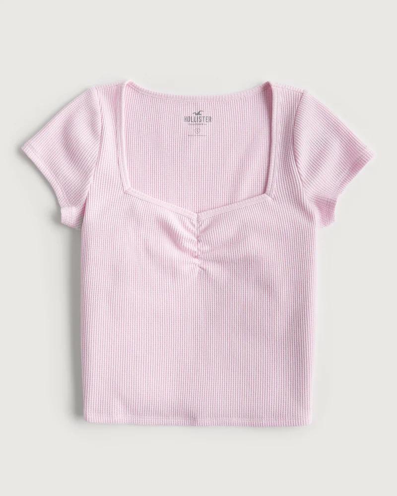 Waffle Pinch-Front Baby Tee