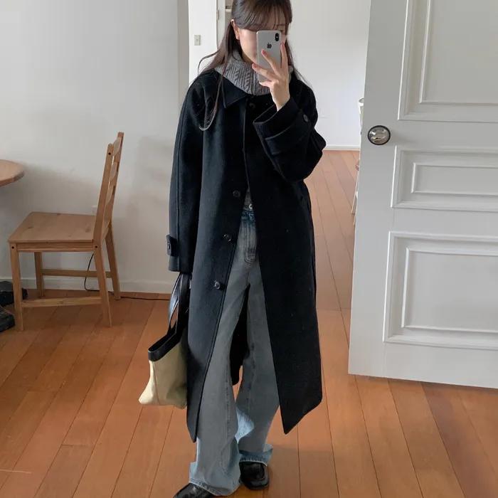 [알로하 pick] [Drape Wool] (우먼) 캐시미어블렌드 세미오버핏 발마칸 로브코트_2 COLOR