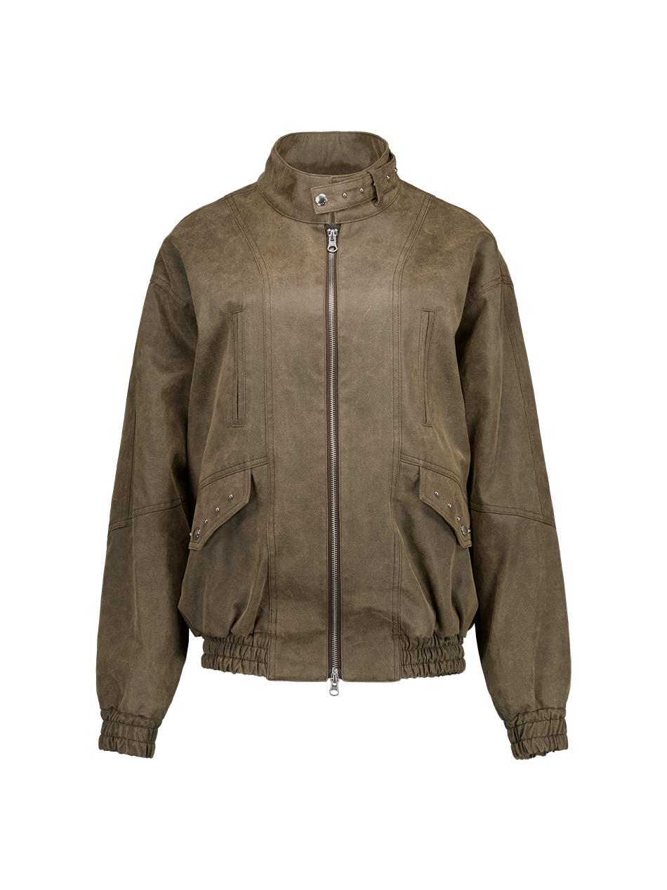 STUDDED SUEDE JACKET / BROWN