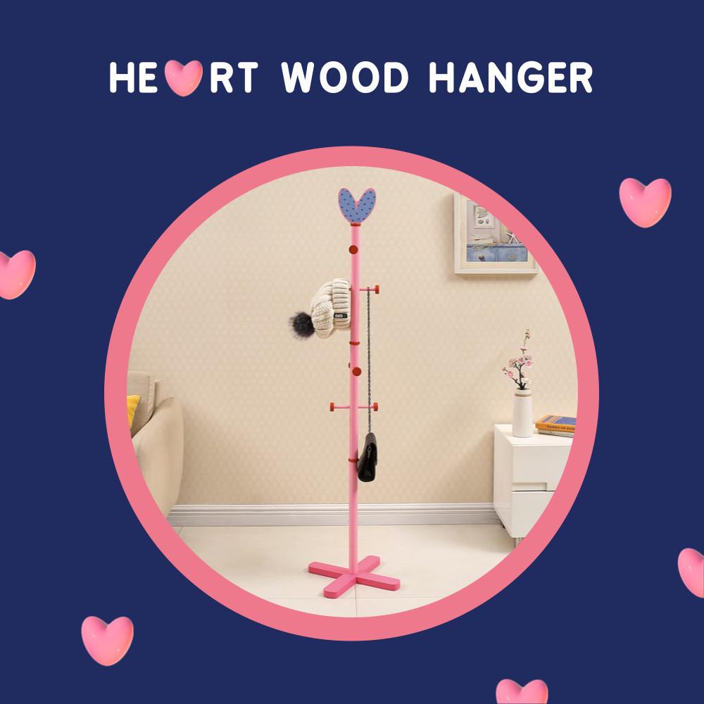띠네마네 하트 고정식행거 우드 스탠드옷걸이 옷걸이 행거 : 띠네마네