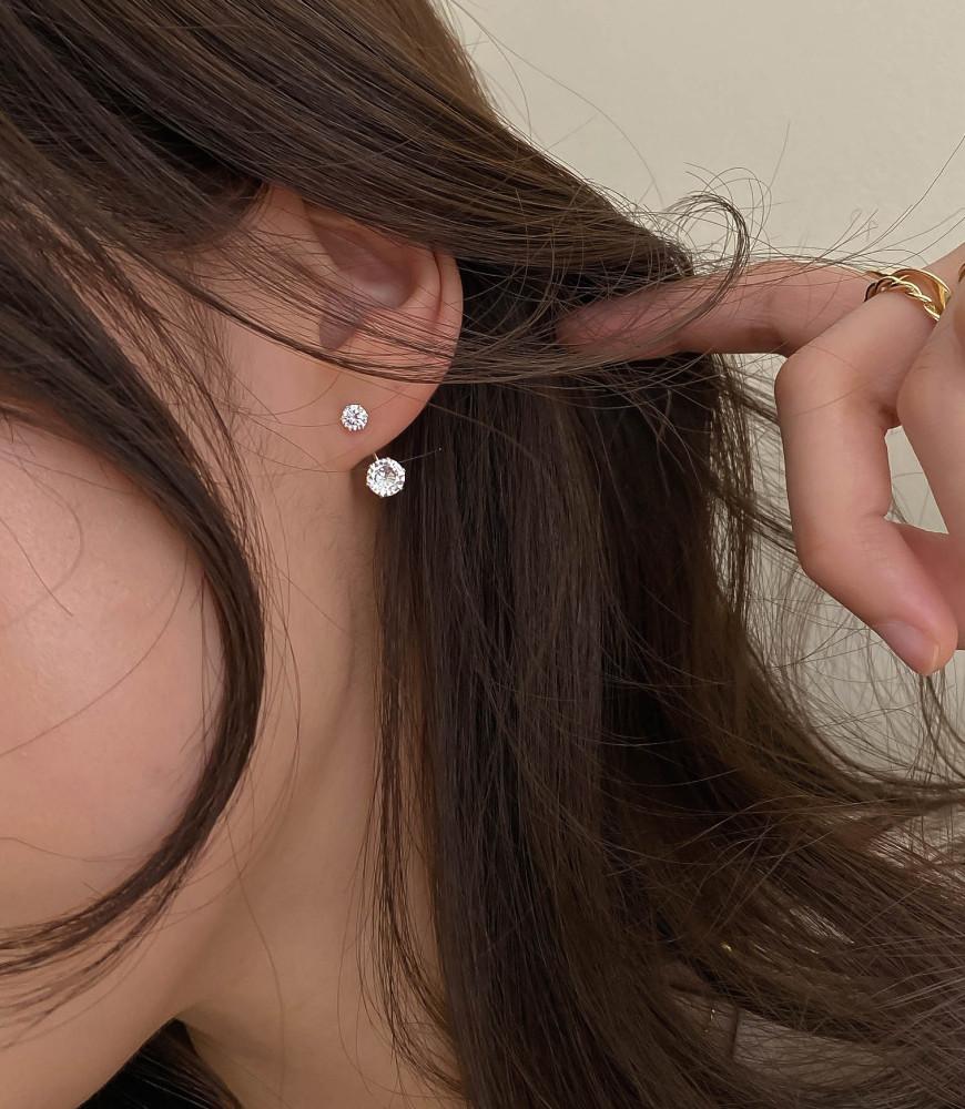 크리스탈 더블더블 스톤귀걸이