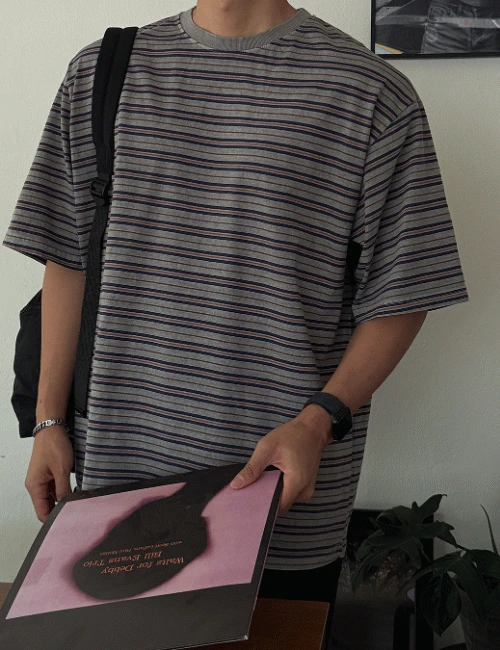 모허 피그먼트 단가라 반팔티 (2color)