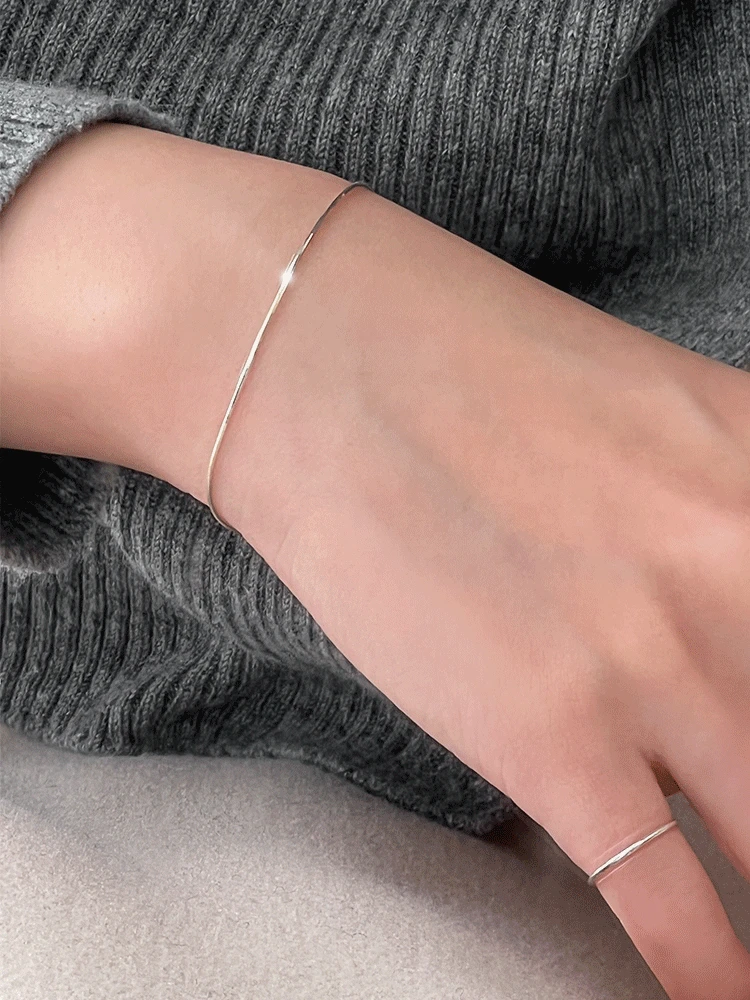 925 silver thin silk chain bracelet (2colors)