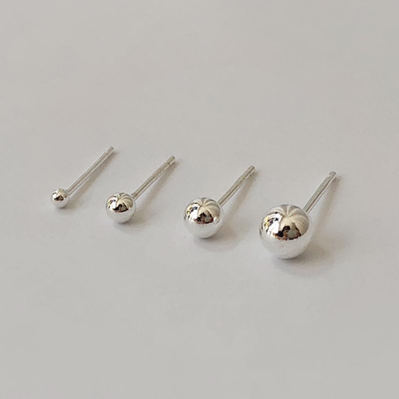 4size  베이직 실버 볼 귀걸이 (all silver)