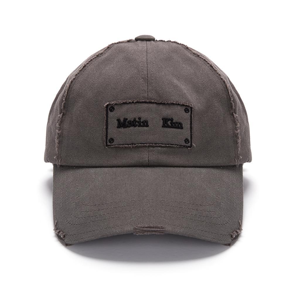 SQUARE LOGO CUTOUT BALL CAP IN CHARCOAL