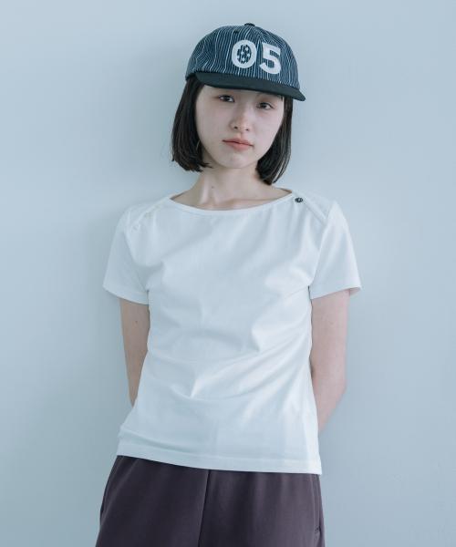 DOT BUTTON T-SHIRT, WHITE