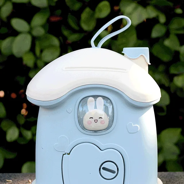 핑크 하늘 토끼네 저금통 파스텔 인테리어 우정 커플 가족 아이템 용돈 저축 비상금 지폐 동전 [CISMAS]