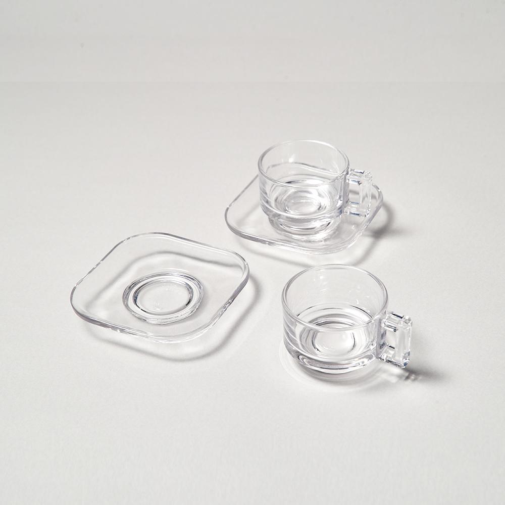 [1+1] 아르노글래스 에스프레소 컵앤소서  클리어 2P