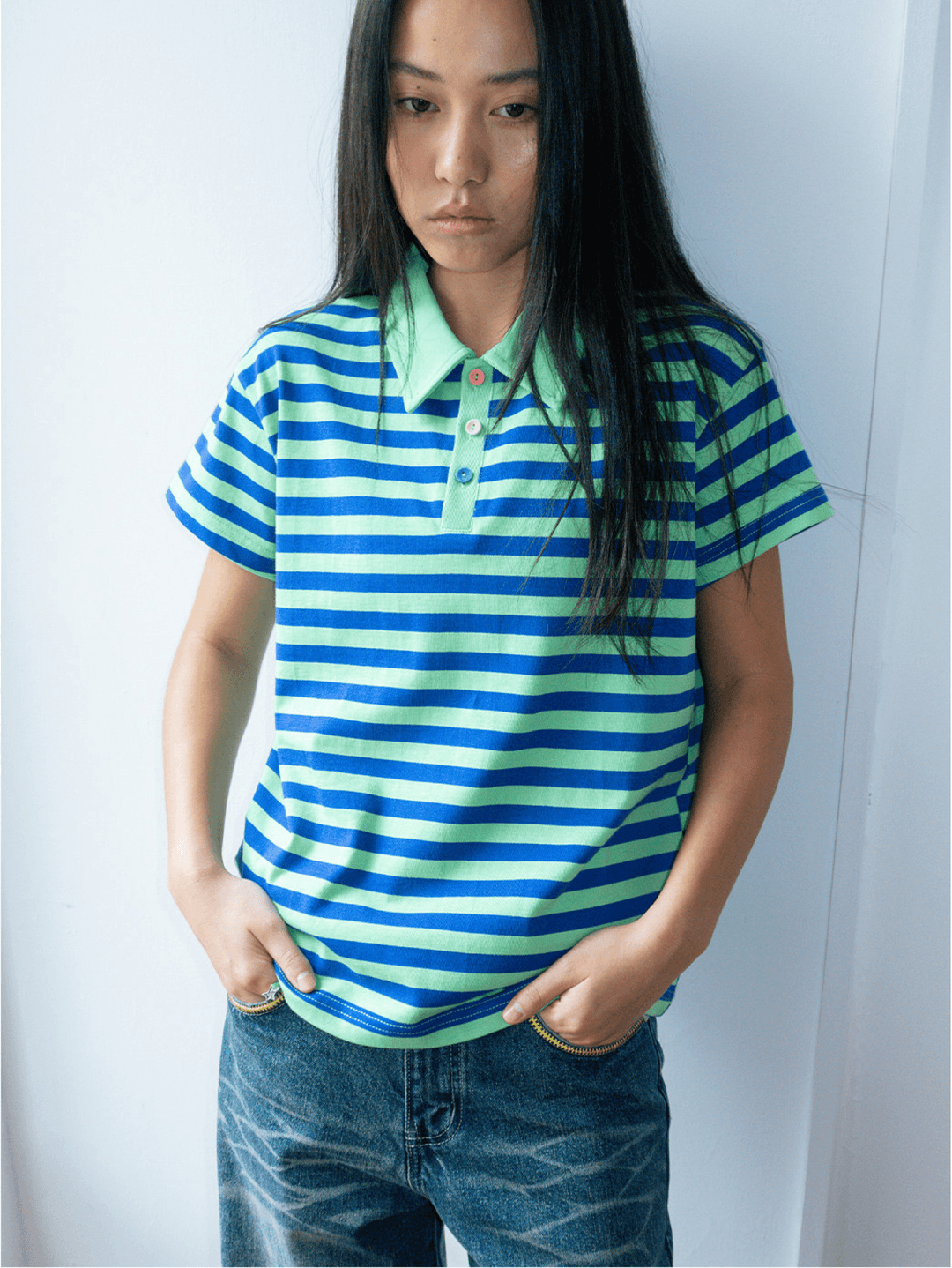 FUNKYFUN Contrast Stripe Polo