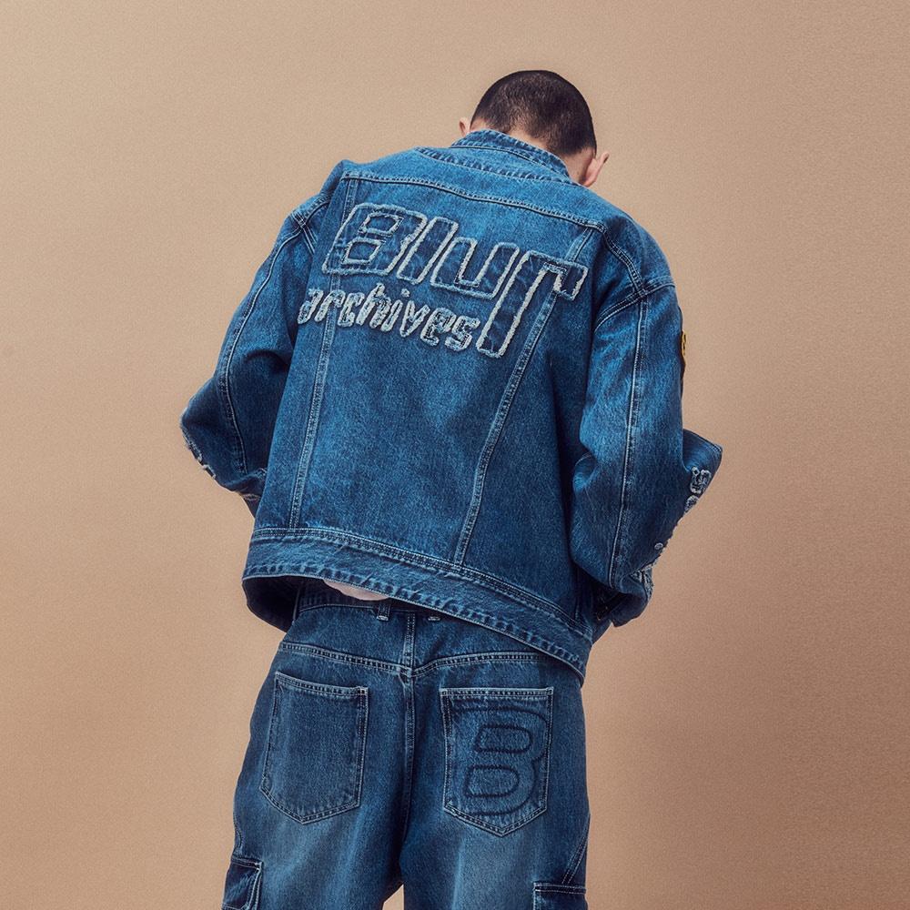 패치워크 바이커 데님 자켓 [블루]