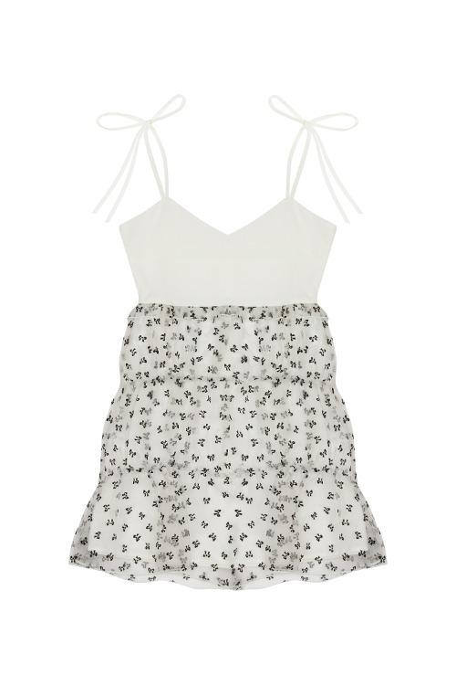 NYLON SHA RIBBON LAYERED DRESS (WHITE)