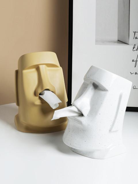 모아이휴지케이스 티슈케이스 센스있는 집들이선물 모듈 미드센추리모던 실버