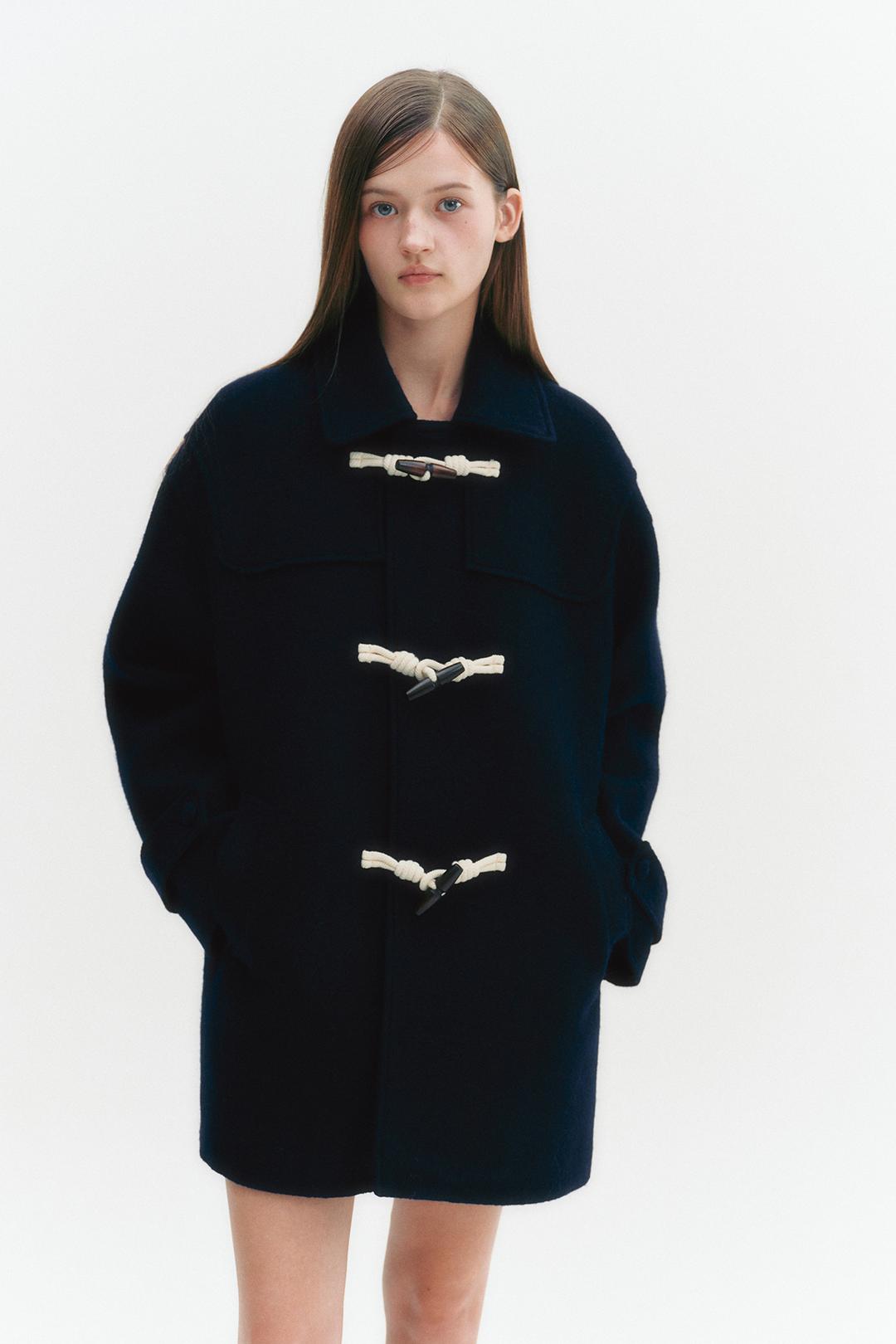 Alpaca Duffle Half Coat Navy