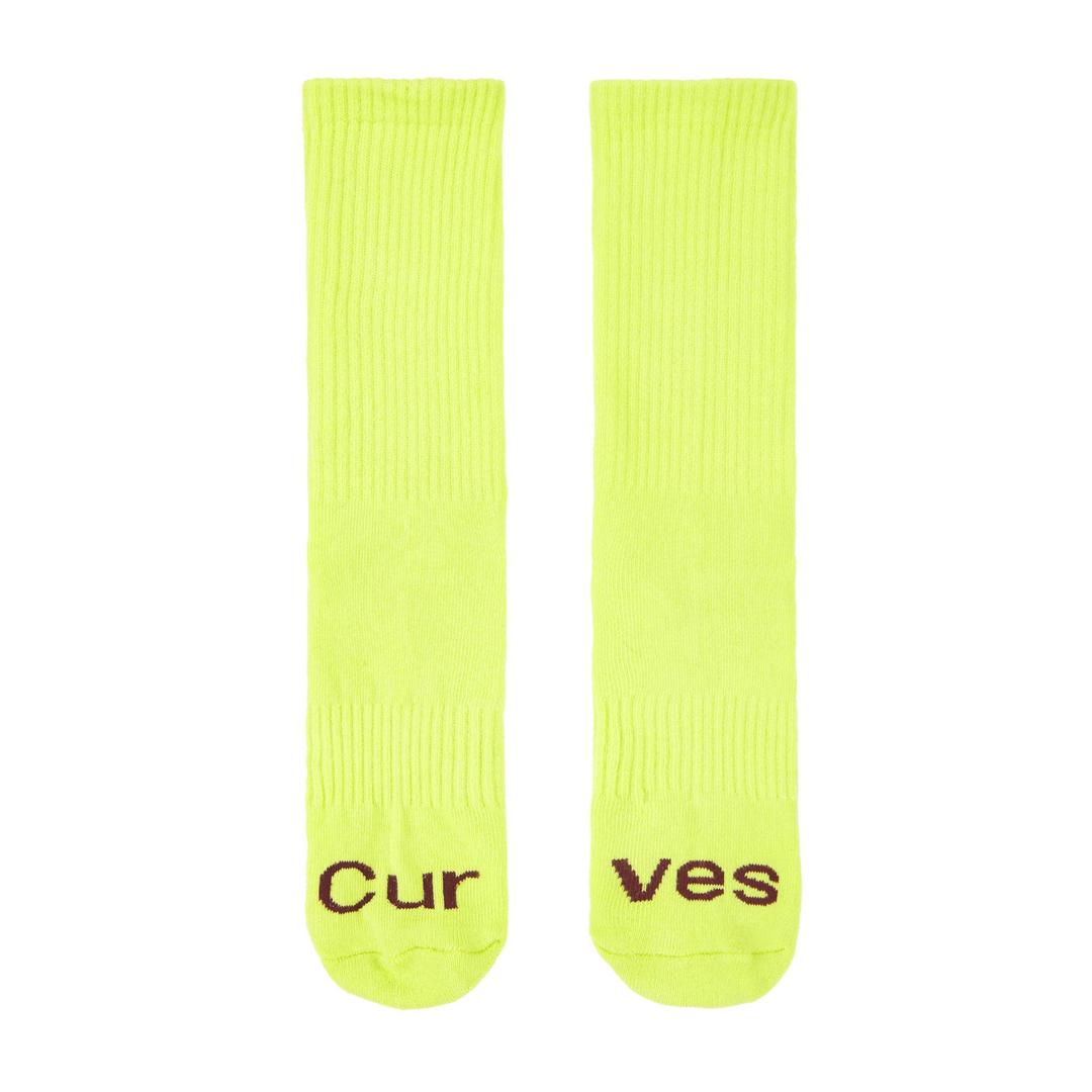 Curves Logo Socks (Chartreuse/Brown)