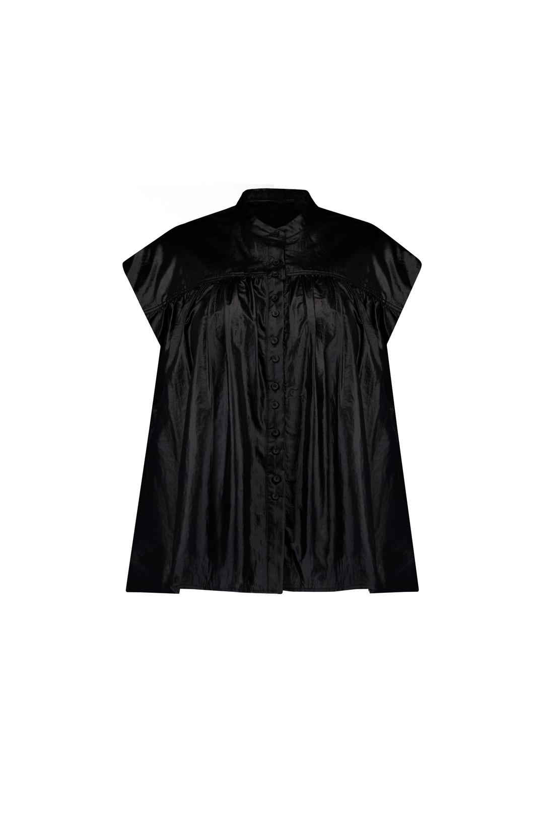 GLOSSY BUTTON SHIRT (BLACK)