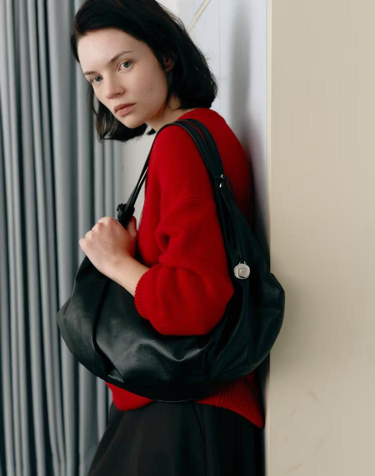 [SWING][참장식포함] 가죽 스윙 호보 숄더백 S 블랙