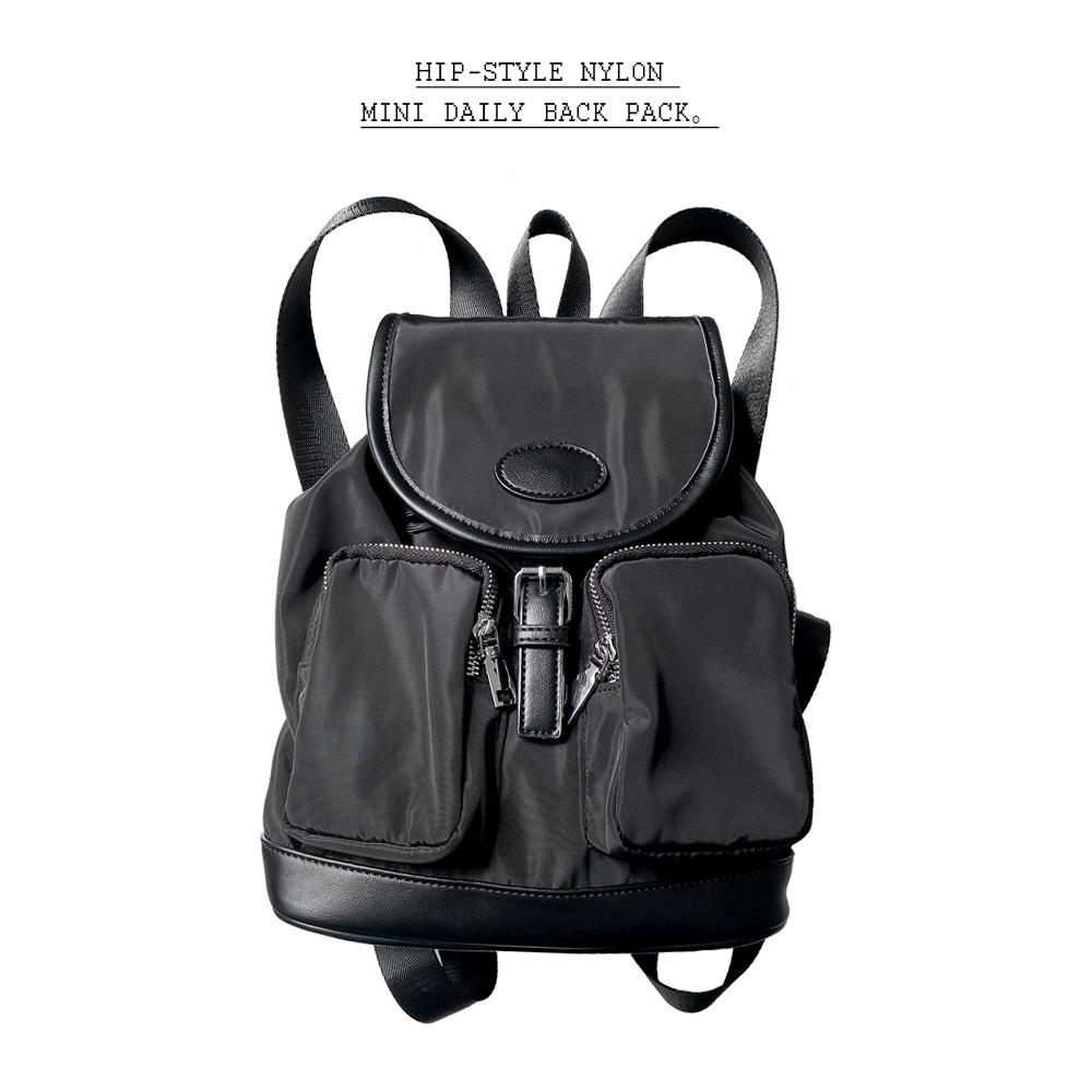 레트로 투포켓 데일리 가방 나일론 너드 미니 백팩