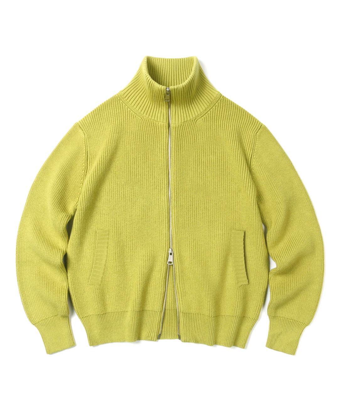 [디벨롭.Ver] 리버스 풀집업 니트 카디건_올리브그린