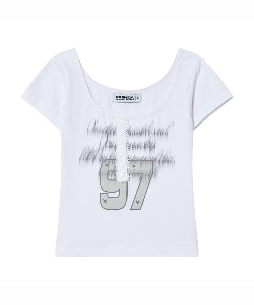LETTERING 97 BUTTON TEE WHITE