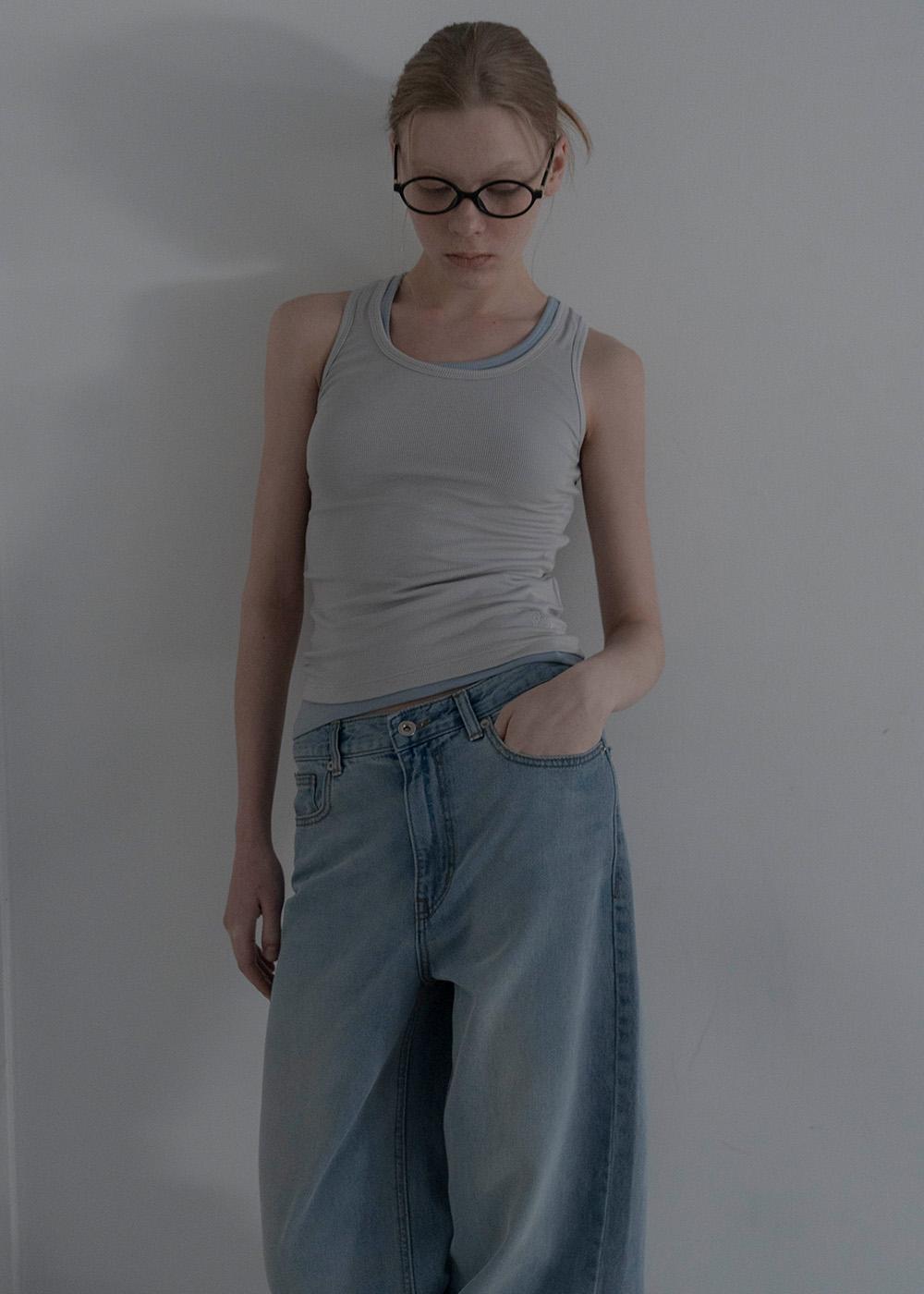 Rebbed Sleeveless (Light gray)