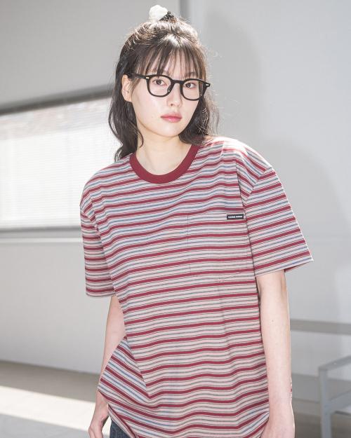 FF POCKET STRIPE S/S TEE(WINE)