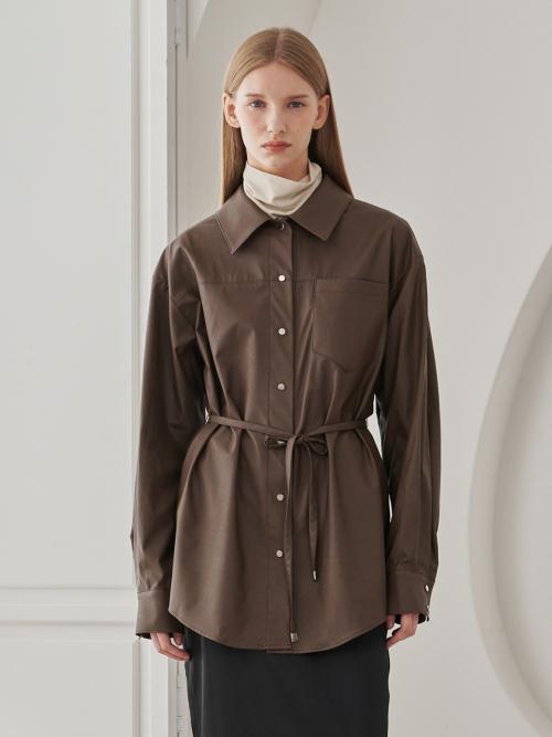 Belted Leather Shirts - Brown