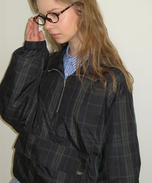 POCKET HALF ZIP UP ANORAK GREEN CHECK
