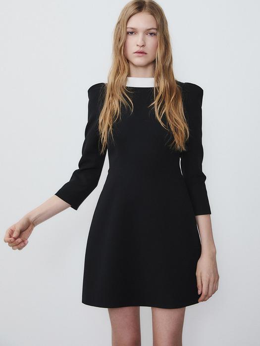 Detachable Collar Mini Dress_Black
